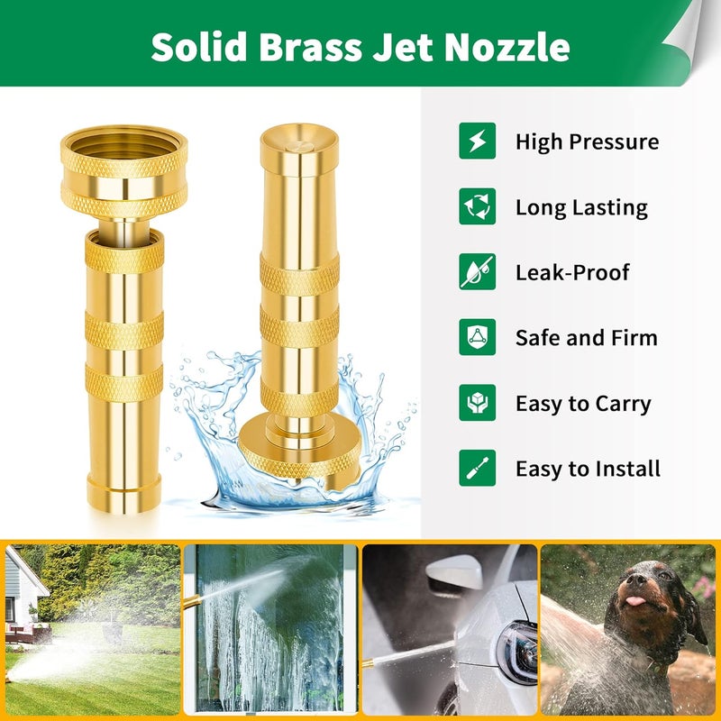 AUTOMAN Brass Hose Nozzle – High Pressure Jet Nozzles 3 Pack, Heavy Duty Sprayer for Garden Hoses, Adjustable Spray Gun,Solid Twist Water Hose Nozzle for Patio, Lawn, Car Wash, Extra 10 Rubber Washers - Image 4